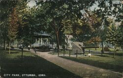 City Park, Ottumwa, Iowa - Gazebo and Cannon Postcard