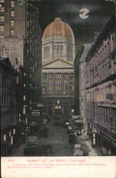 Quincy St. at Night, Chicago - Great Northern Theatre Illinois Postcard Postcard Postcard