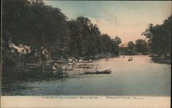 Vermillion River, Pontiac, IL - Boating Scene Postcard