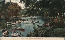 Boating Scene on the Vermilion River, Pontiac, IL Postcard