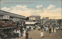 Boardwalk, South of Million Dollar Pier, Atlantic City New Jersey Postcard Postcard Postcard