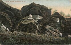 Pratt Rocks, Prattsville, NY - Lion Statue and Busts Postcard