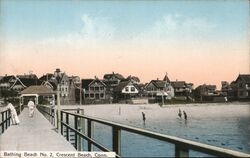 Bathing Beach No. 2, Crescent Beach, Connecticut Postcard