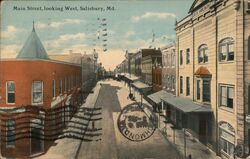 Main Street Looking West, Salisbury, MD Maryland Postcard Postcard Postcard