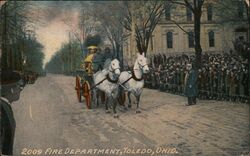 1909 Toledo, Ohio Fire Department Horse-Drawn Fire Engine Postcard