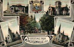 Greetings from Jacksonville, Florida - Churches Postcard