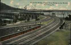 Rockville Bridge, Longest Stone Bridge, Harrisburg, PA Pennsylvania Postcard Postcard Postcard