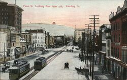 Penn St. Looking East from 4th, Reading PA Postcard