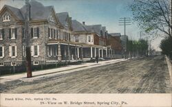 View on W. Bridge Street, Spring City, PA Postcard