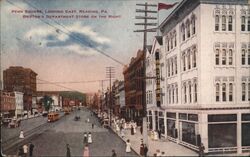 Penn Square Looking East, Britton's Dept. Store, Reading, PA Postcard