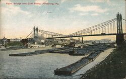 Point Bridge and Coal Boats, Pittsburgh, PA Pennsylvania Postcard Postcard Postcard