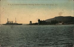 USS California Passing Ballast Point, San Diego Postcard Postcard Postcard