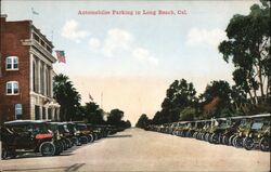 Automobiles Parking in Long Beach, CA Postcard