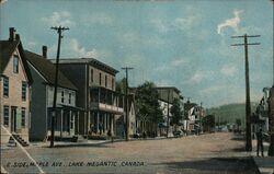 E. Side, Maple Ave. Lake Megantic, Canada Postcard