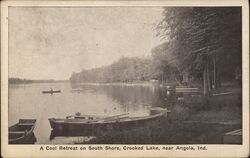 Cool Retreat on South Shore, Crooked Lake, near Angola, Ind. Postcard