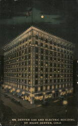 Denver Gas and Electric Building by Night Colorado Postcard Postcard Postcard