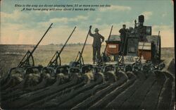 Tractor Plowing 35 Acres a Day vs. Horse Team Farming Postcard Postcard Postcard