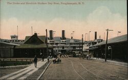 The Docks and Hendrick Hudson Day Boat, Poughkeepsie, NY Postcard