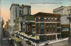 Baltimore and St. Paul Streets, Baltimore, MD Postcard