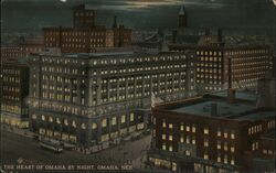 Brandeis Stores, The Heart of Omaha by Night Nebraska Postcard Postcard Postcard