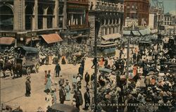 16th and Farnam Streets, Omaha, Nebraska - Crowded Street Scene Postcard