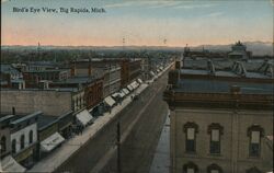 Bird's Eye View, Big Rapids, Michigan Postcard