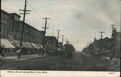 McEwan Street Looking North, Clare, Michigan Postcard