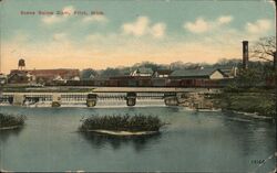 Scene Below Dam, Flint, Michigan Postcard