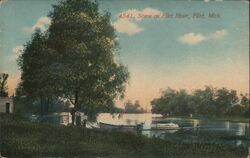 Scene on Flint River, Flint, Michigan Postcard Postcard Postcard