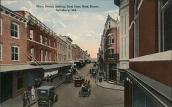 Main Street, Salisbury, MD Looking East from Dock Street Postcard