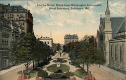 Charles Street North from Washington Monument, Baltimore Postcard