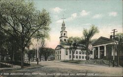 First Parish Church and Lyceum Hall, Meeting House Hill, Dorchester, MA Postcard