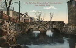 Old Stone Bridge at Land's Cor., New Bedford, MA Postcard