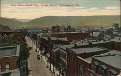 Pine Street South from Fourth Street, Williamsport, PA Postcard