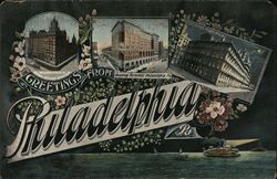 Greetings from Philadelphia, PA - Reading Terminal, Post Office Pennsylvania Postcard Postcard Postcard