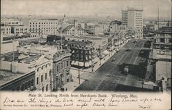 Main St. Looking North from Merchants Bank, Winnipeg Postcard