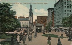 Tremont Street and Park Street Church, Boston, Mass. Postcard