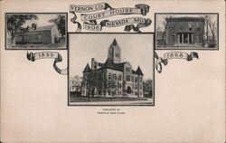 Vernon County Court House, Nevada, Missouri - 1855, 1868, 1908 Postcard