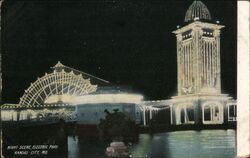 Night Scene, Electric Park, Kansas City, MO Postcard