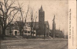 Elm Street View of Town Hall, Southbridge, MA Massachusetts Postcard Postcard Postcard