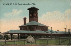 C. & N. W. R. R. Depot, Green Bay, Wis. Postcard