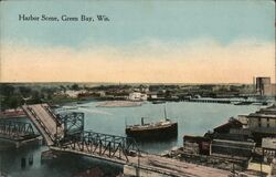 Harbor Scene, Green Bay, Wisconsin Postcard