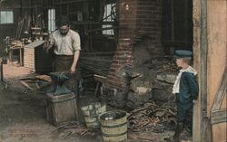 Village Blacksmith with Boy Watching, Morrisville, MO Missouri Postcard Postcard Postcard