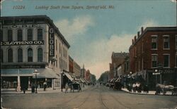 Looking South from Square, Springfield, MO - 1913 Postcard