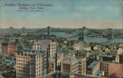 Brooklyn, Manhattan & Williamsburg Bridges, New York Postcard