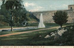 Fountain and Dam at Sodom Reservoir, Brewster, NY Postcard