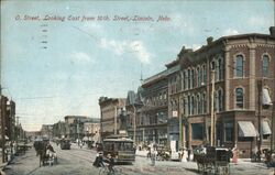 O Street Looking East from 10th Street, Lincoln, NE - 1909 Postcard