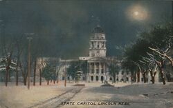 Nebraska State Capitol Building in Winter, Lincoln NE Postcard Postcard Postcard