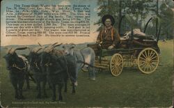 Overland Jack and His Goat Wagon, Big Sandy, Texas Postcard