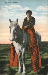 Pa'u Rider, Hawaii Postcard